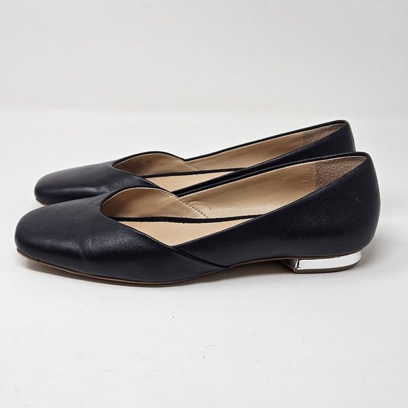 Franco Sarto Womens Shoes Anders Ballet Flats 6.5M Square Toe Black Leather - Picture 1 of 10